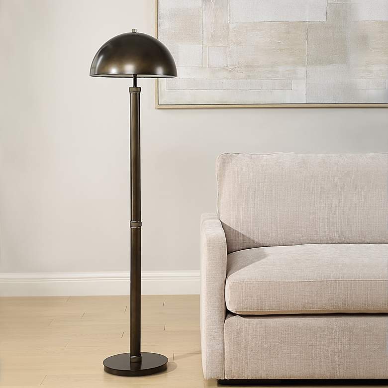 Image 3 Possini Euro Saba 58 1/2" High Dark Bronze Mushroom Dome Floor Lamp more views
