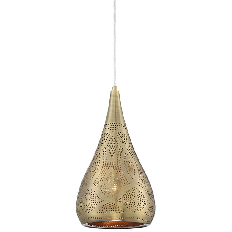 Image 2 Possini Euro Safi 9 inch Wide Antique Brass Moroccan Mini Pendant Light