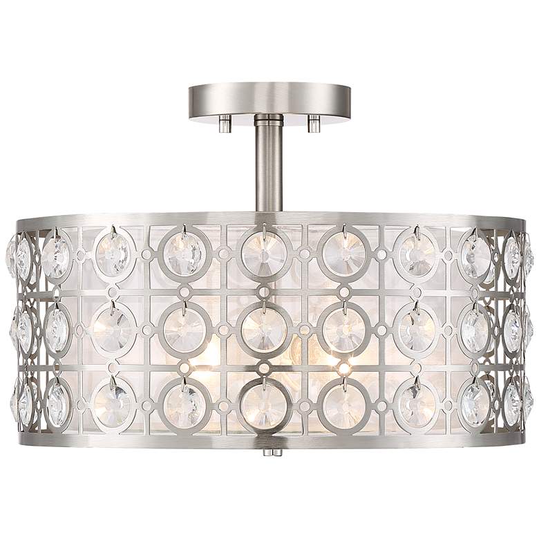 Image 3 Possini Euro Saira 15 1/2 inch Wide Brushed Nickel Crystal Ceiling Light more views