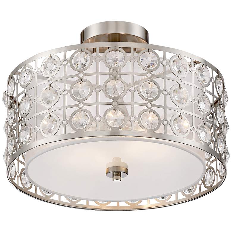 Image 4 Possini Euro Saira 15 1/2 inch Wide Brushed Nickel Crystal Ceiling Light more views