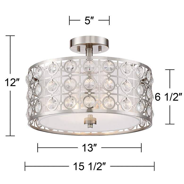 Image 5 Possini Euro Saira 15 1/2 inch Wide Brushed Nickel Crystal Ceiling Light more views