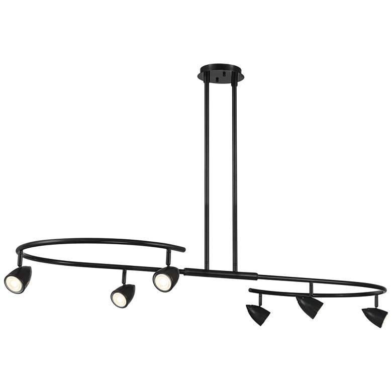 Image 2 Possini Euro Salazar 66" Wide Black 6-Light S-Frame Island Pendant