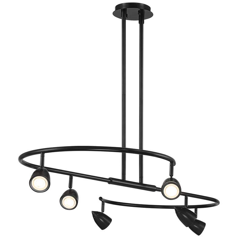 Image 7 Possini Euro Salazar 66" Wide Black 6-Light S-Frame Island Pendant more views