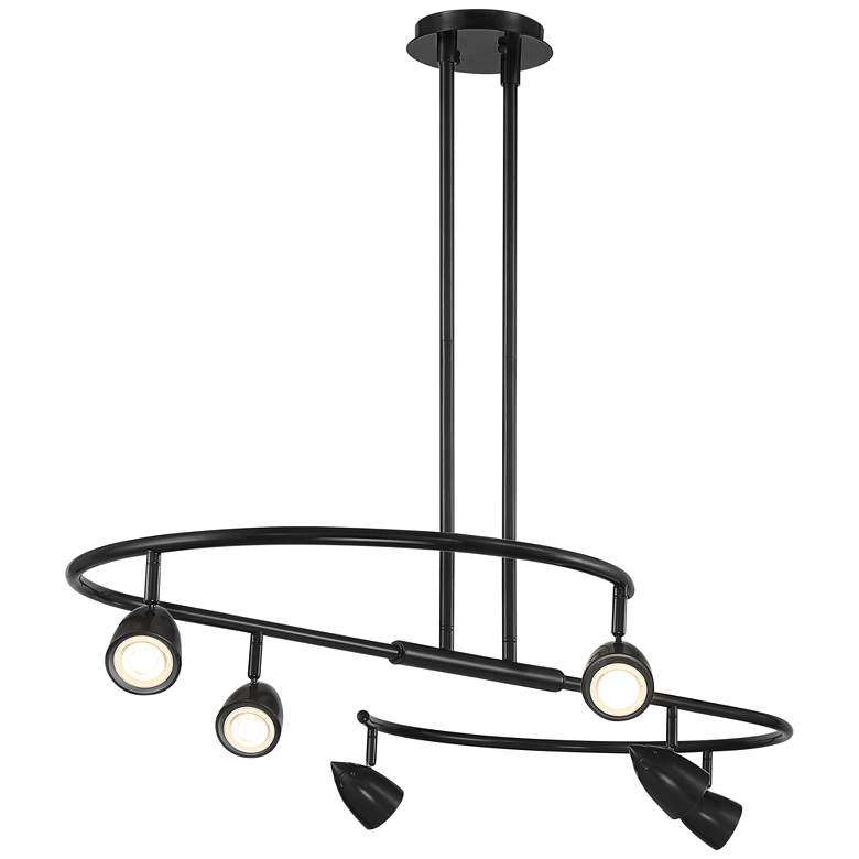 Image 7 Possini Euro Salazar 66 inch Wide Black 6-Light S-Frame Island Pendant more views