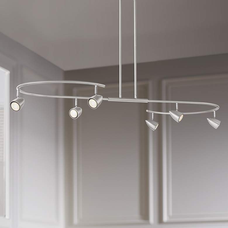 Image 1 Possini Euro Salazar 66" Wide Nickel Track 6-Light Island Pendant