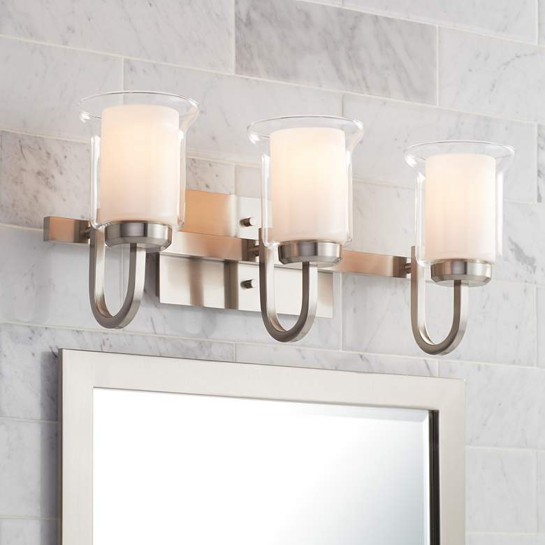 Image 1 Possini Euro Sallis 22 1/4" Wide Nickel 3-Light Bath Light
