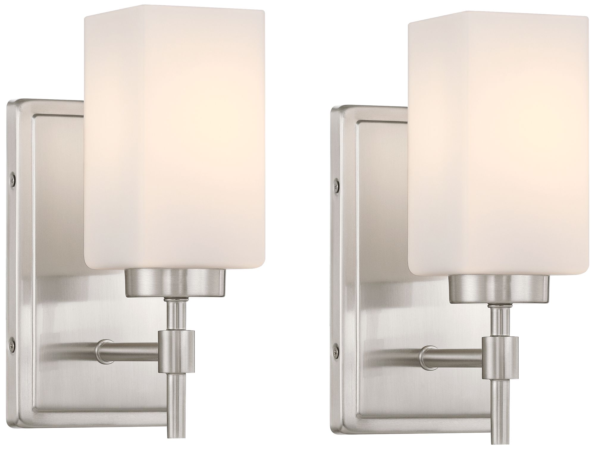 Image 2 Possini Euro Salo 9 3/4" High Brushed Nickel Wall Sconce Set of 2