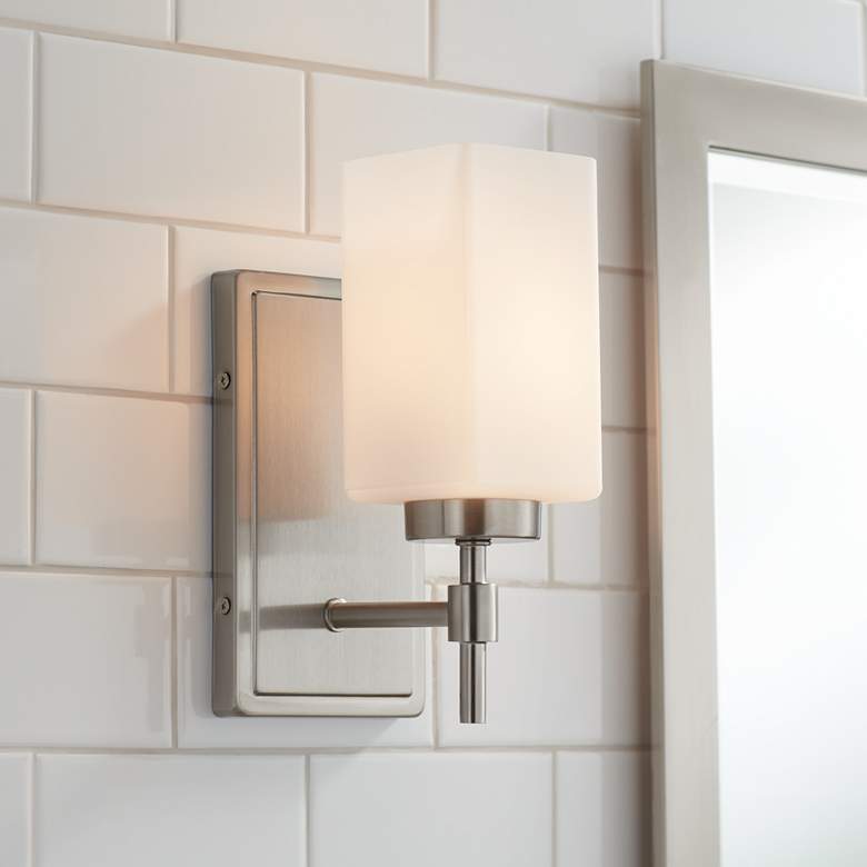 Image 1 Possini Euro Salo 9 3/4" High Brushed Nickel Wall Sconce