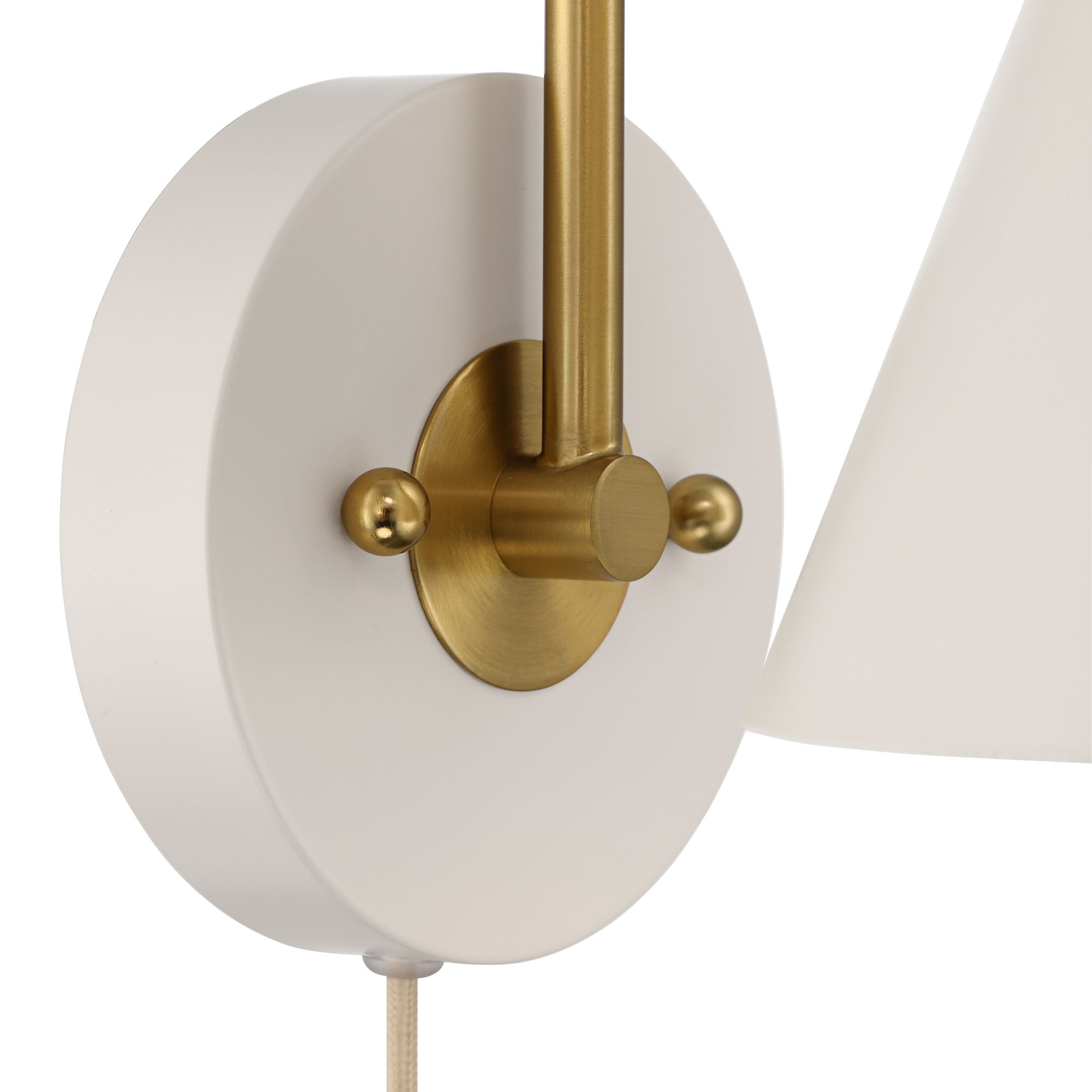 Image 4 Possini Euro Salvia 11 1/4" High Cream Swing-Arm Plug-In Wall Sconce more views
