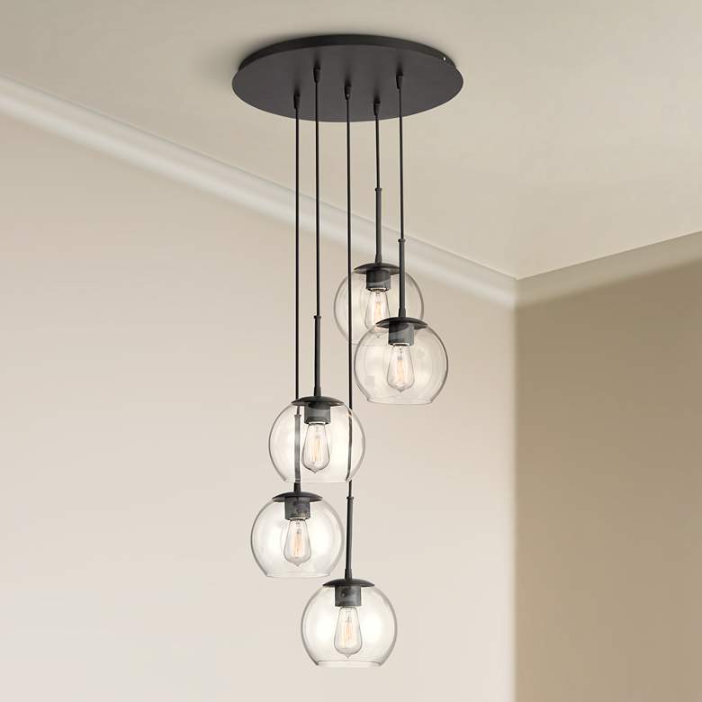 Image 2 Possini Euro Samantha 19 1/2" Black and Orb Glass Multi-Light Pendant