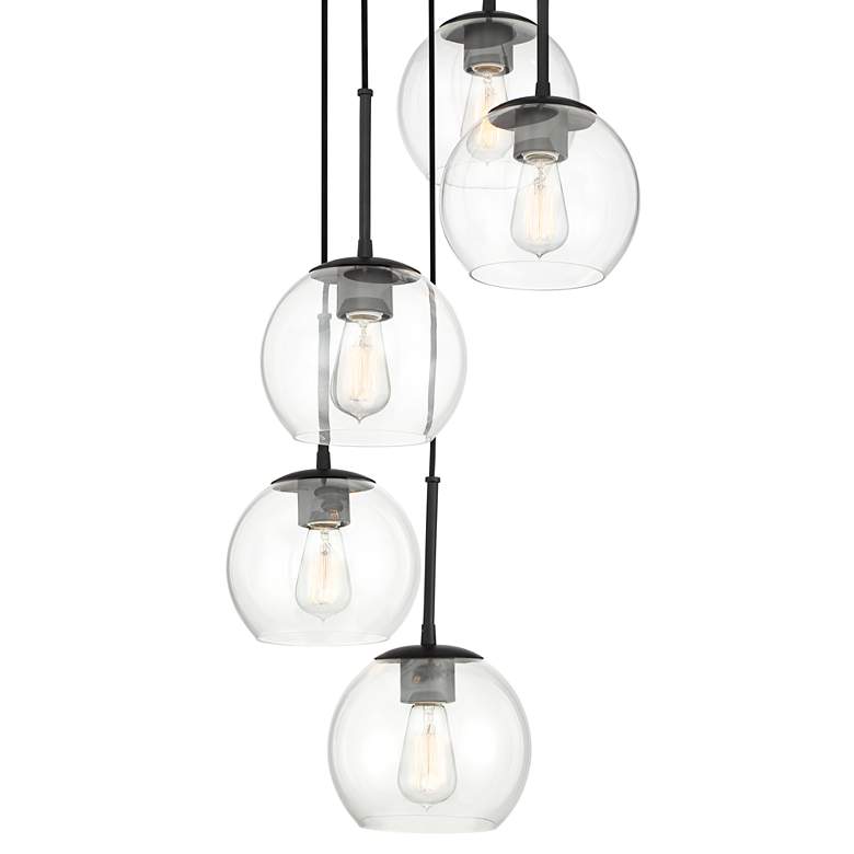 Image 5 Possini Euro Samantha 19 1/2" Black and Orb Glass Multi-Light Pendant more views