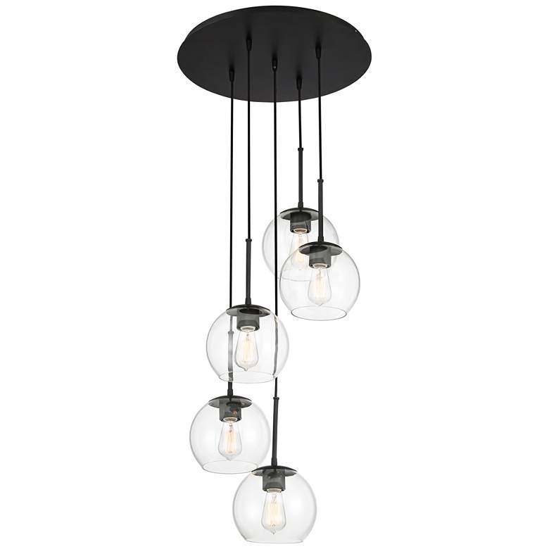 Image 7 Possini Euro Samantha 19 1/2" Black and Orb Glass Multi-Light Pendant more views