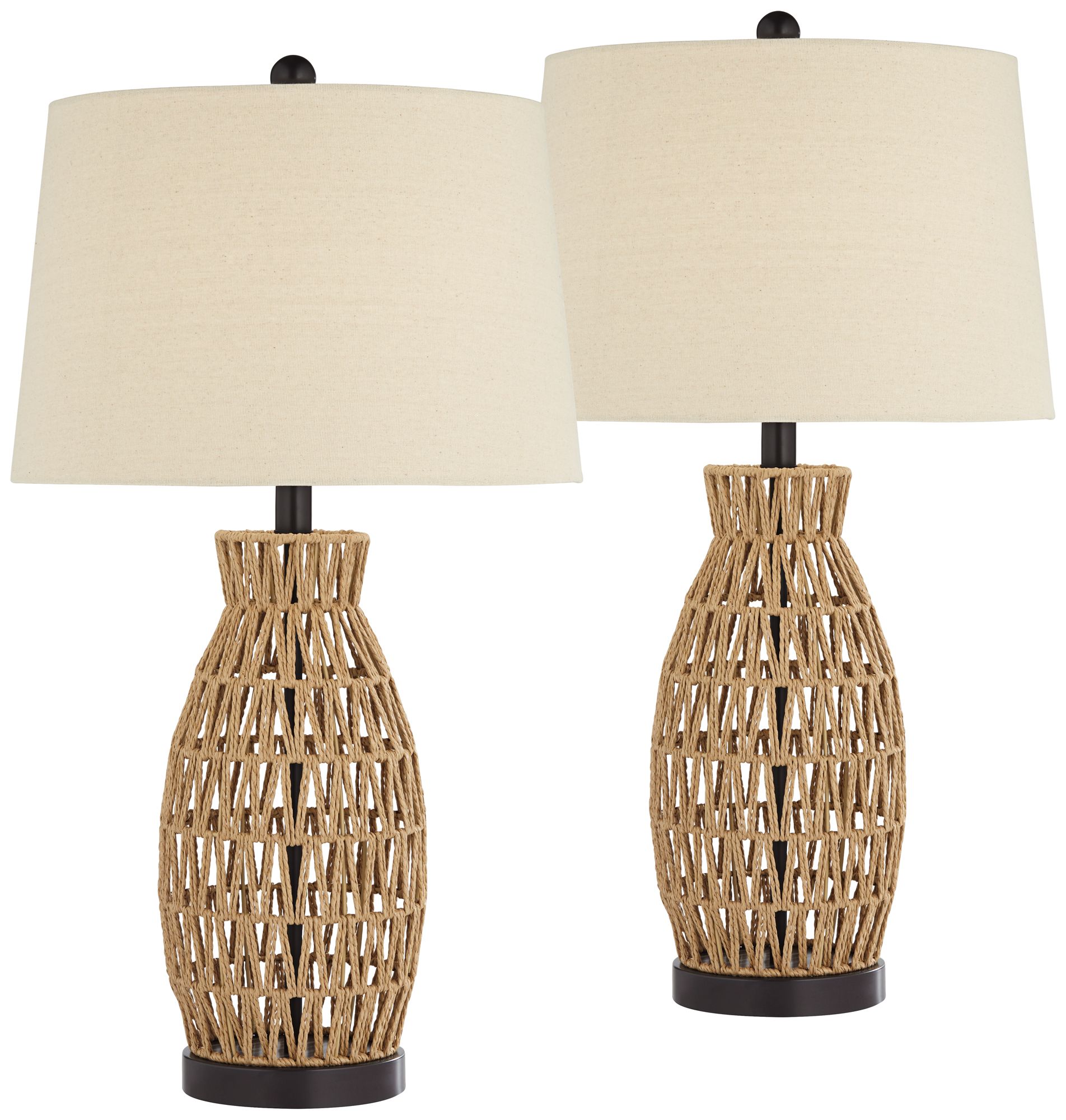 Possini Euro San Carlos 27" Rattan Wicker Table Lamps Set of 2