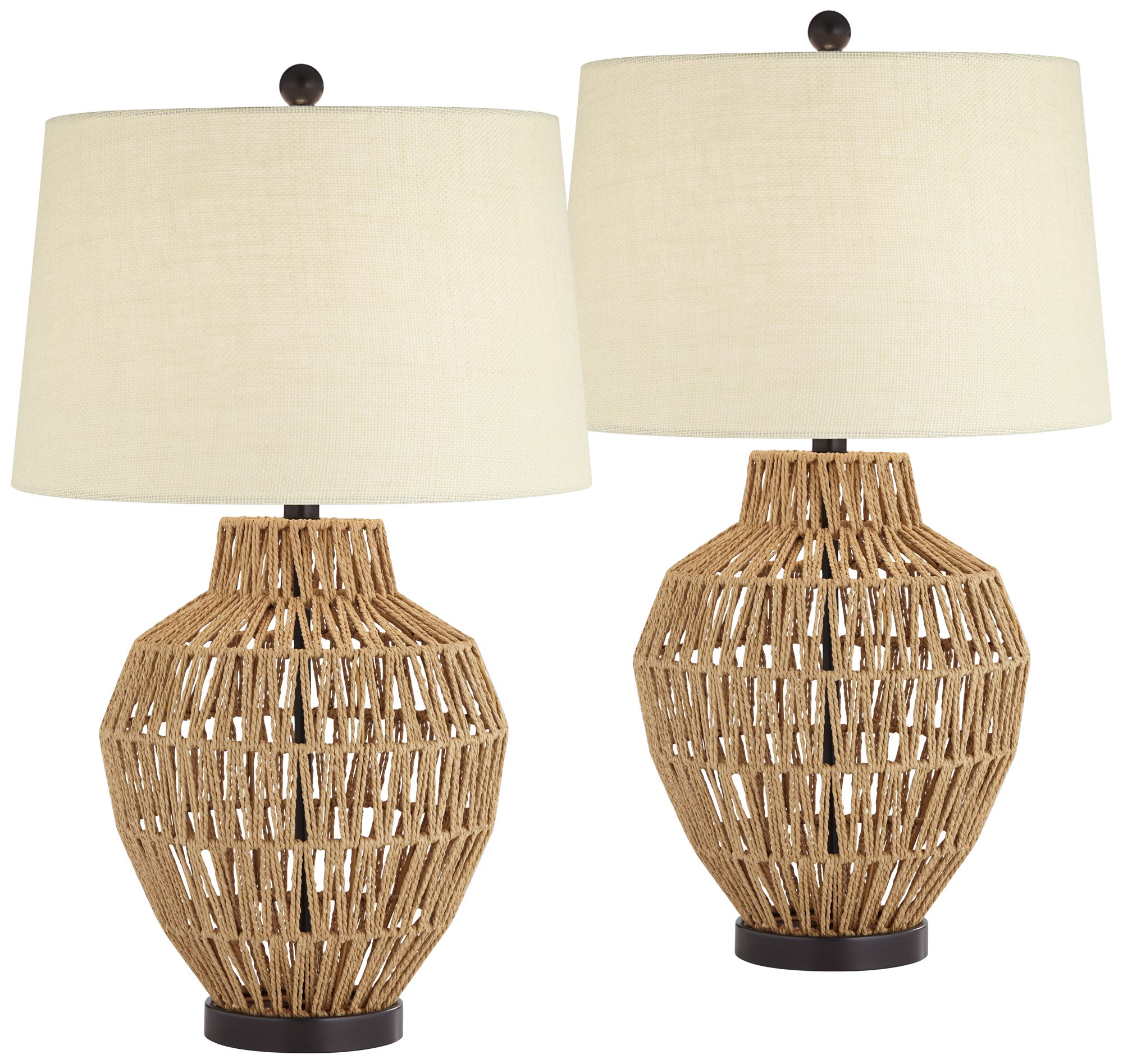 Image 2 Possini Euro San Marcos 27" Natural Wicker Metal Table Lamps Set of 2