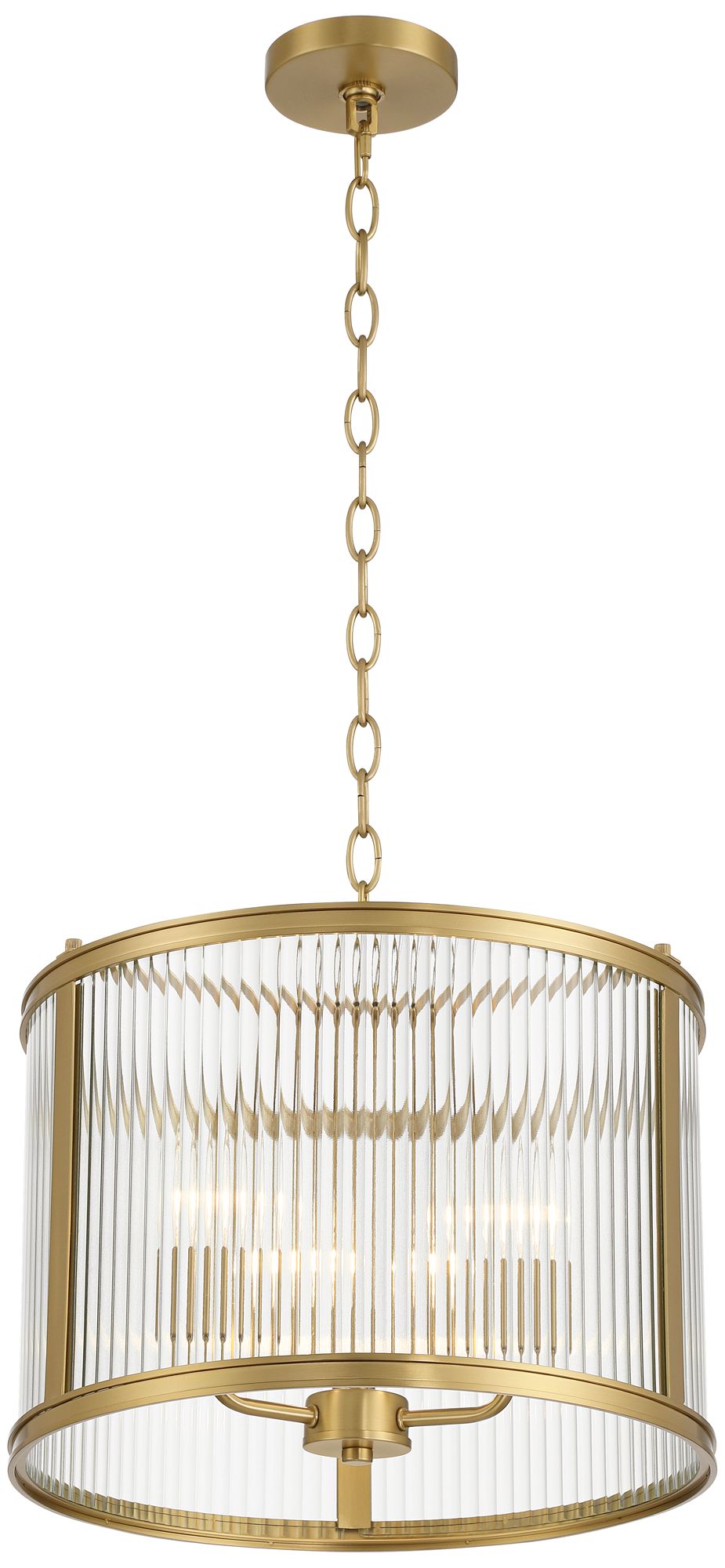 Possini Euro San Rocco 16"W Gold Fluted Glass 3-Light Pendant Light in scene