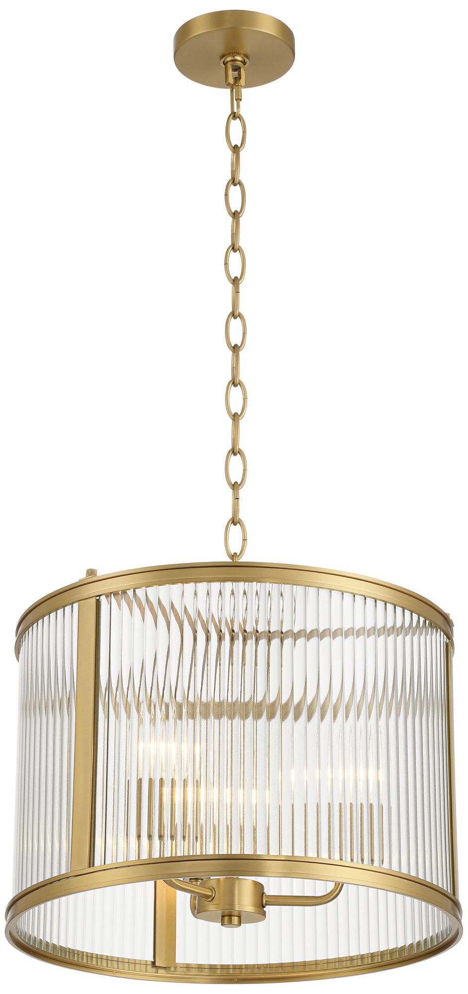 Possini Euro San Rocco 16"W Gold Fluted Glass 3-Light Pendant Light in scene