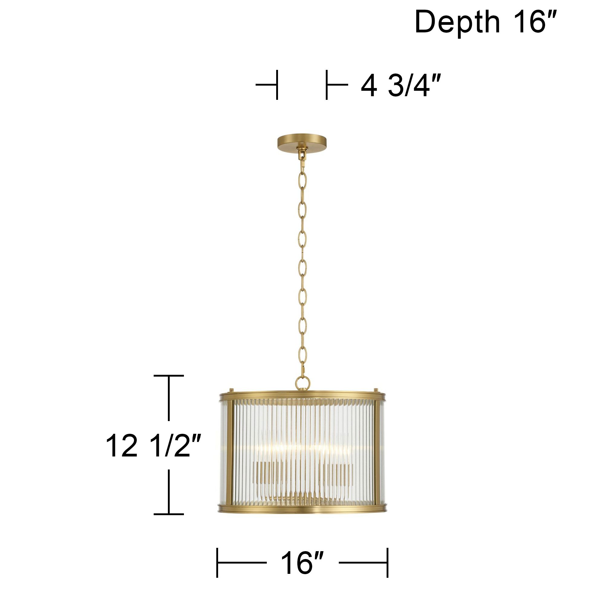 Possini Euro San Rocco 16"W Gold Fluted Glass 3-Light Pendant Light in scene