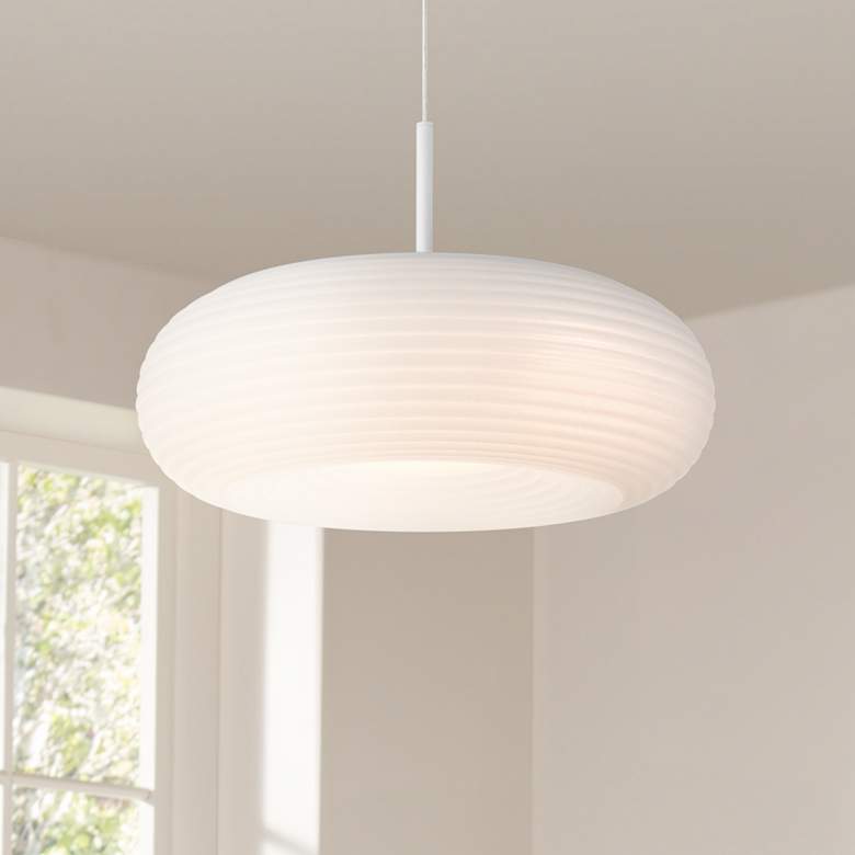 Image 1 Possini Euro Sandringham 20" Sanded White Modern LED Pendant Light
