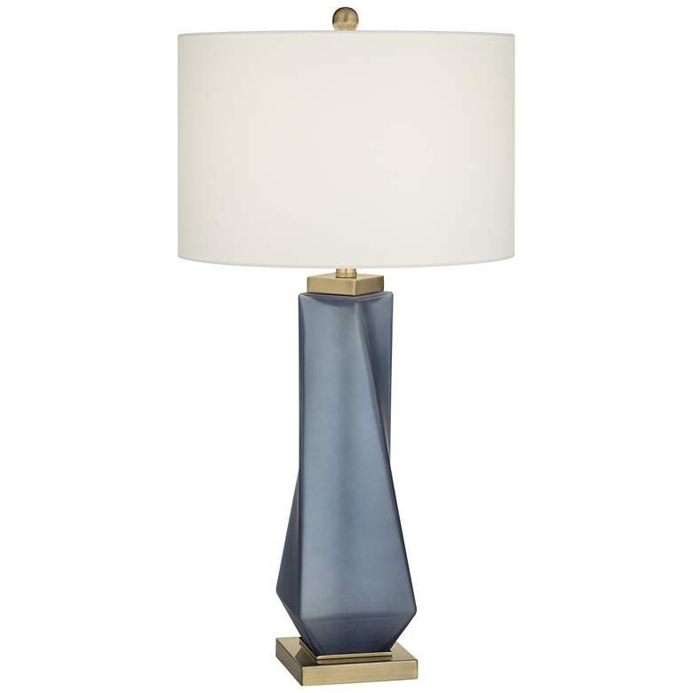 Image 2 Possini Euro Sarah 32 inch Modern Blue Twist Art Glass Table Lamp