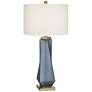 2_Possini Euro Sarah 32" Modern Blue Twist Art Glass Table Lamp