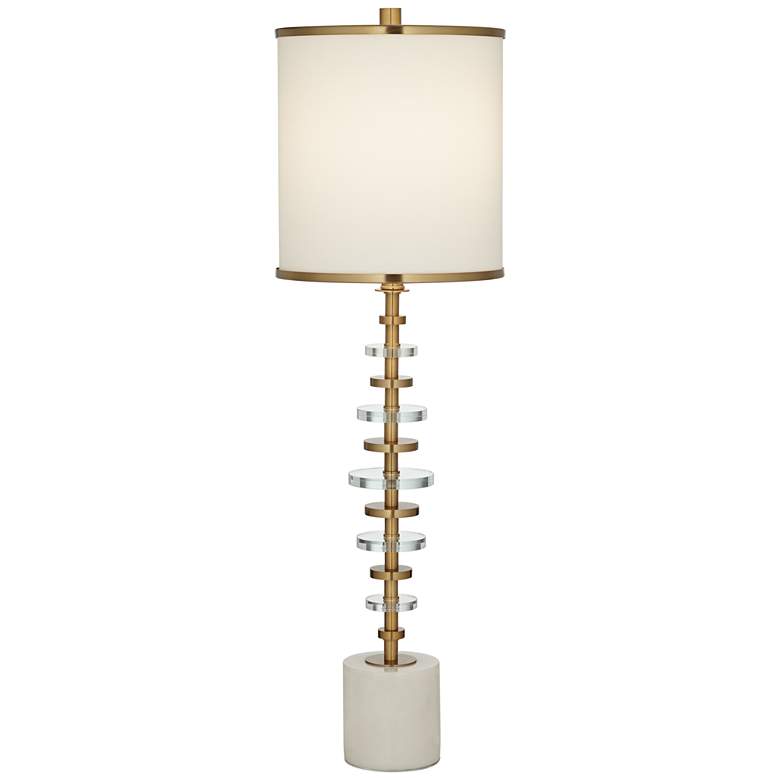 Image 2 Possini Euro Sarah 34 1/2" High Gold and Marble Buffet Table Lamp