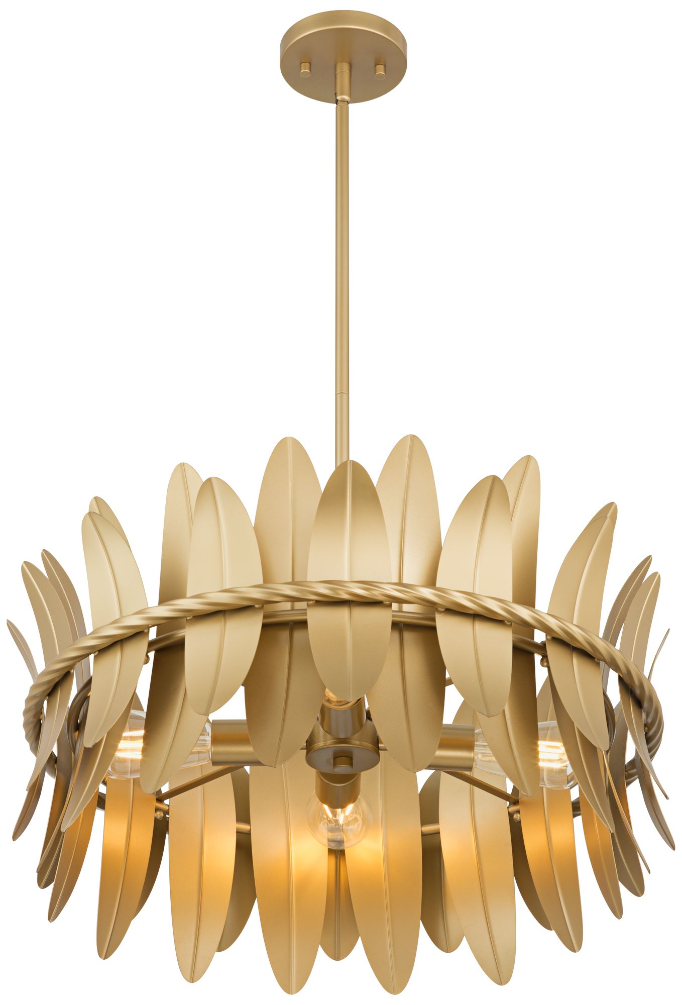 Possini Euro Saranda 21 1/2"W Gold Banana Leaf 4-Light Pendant Light in scene