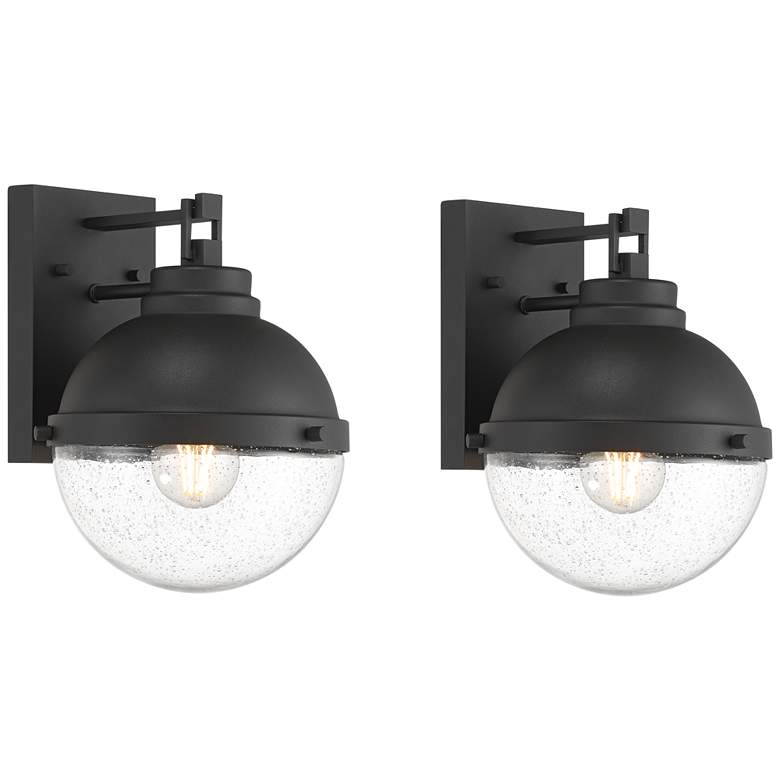 Image 1 Possini Euro Sargasso 11" Black Marine Outdoor Wall Light Set of 2