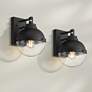 1_Possini Euro Sargasso 11" Sand Black Wall Sconce Set of 2