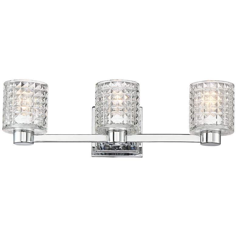 Image 4 Possini Euro Sari 22 inch Wide Glass and Chrome 3-Light Bath Light more views