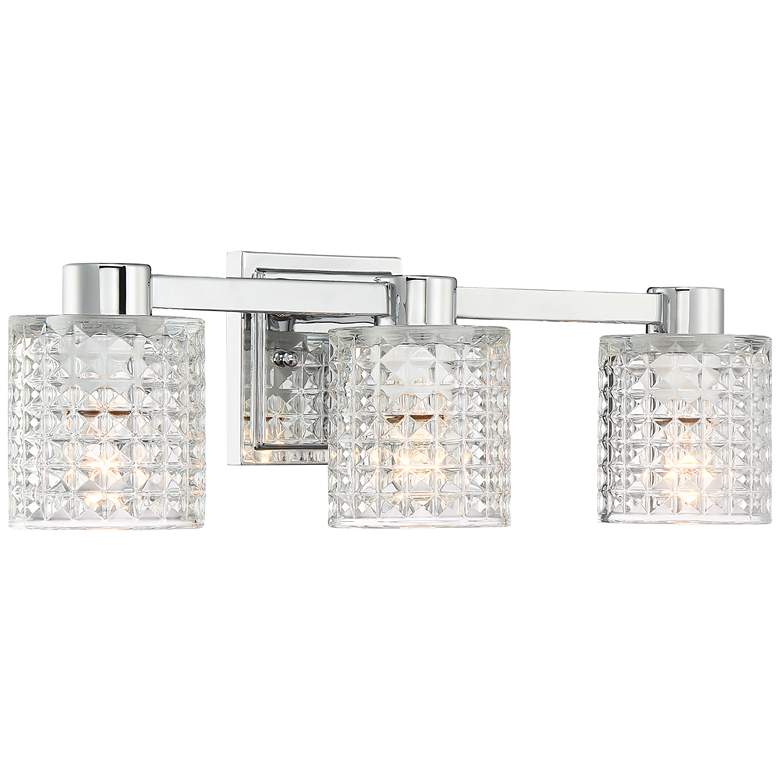 Image 7 Possini Euro Sari 22" Wide Glass and Chrome 3-Light Bath Light more views
