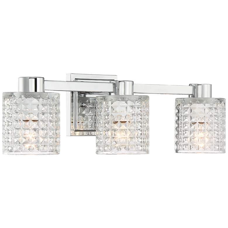 Image 7 Possini Euro Sari 22 inch Wide Glass and Chrome 3-Light Bath Light more views