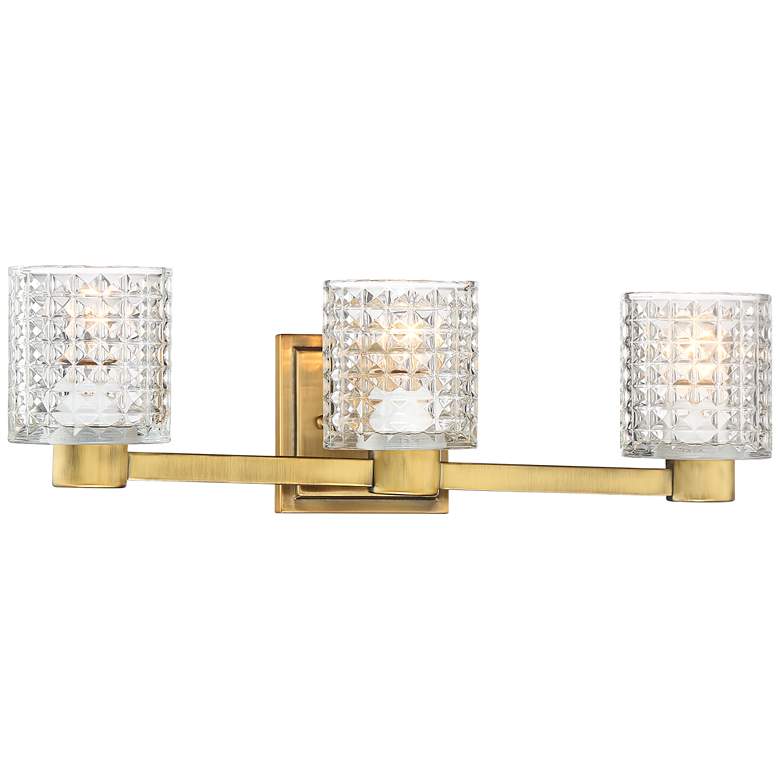 Image 2 Possini Euro Sari 22 inch Wide Glass and Gold 3-Light Luxe Bath Light