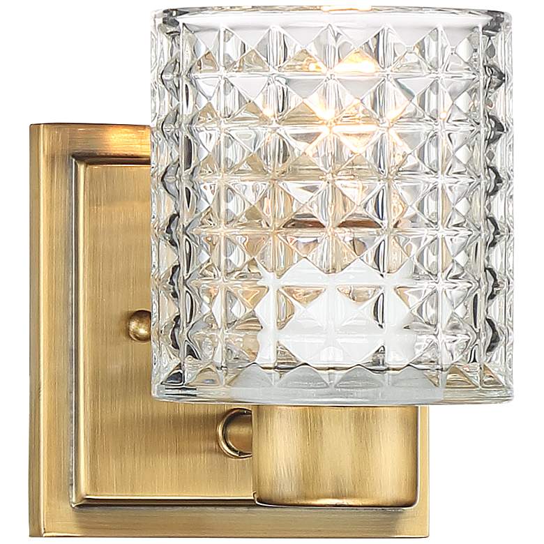 Image 1 Possini Euro Sari 6 1/2 inchH Cut Glass and Gold Wall Sconce