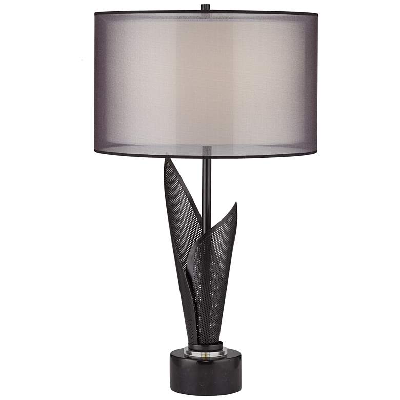 Image 2 Possini Euro Sasha 31 1/2" Double Shade Black Marble Sculpture Lamp