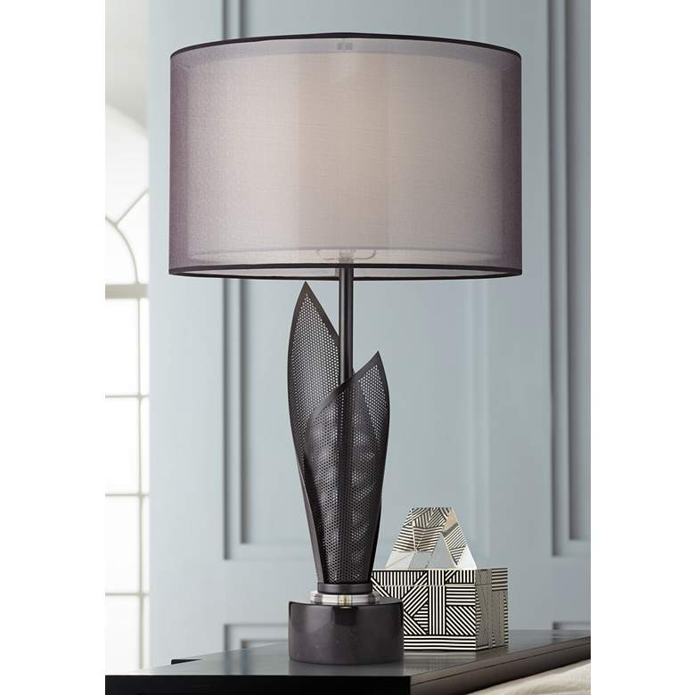 Image 1 Possini Euro Sasha 31 1/2" Double Shade Black Marble Sculpture Lamp