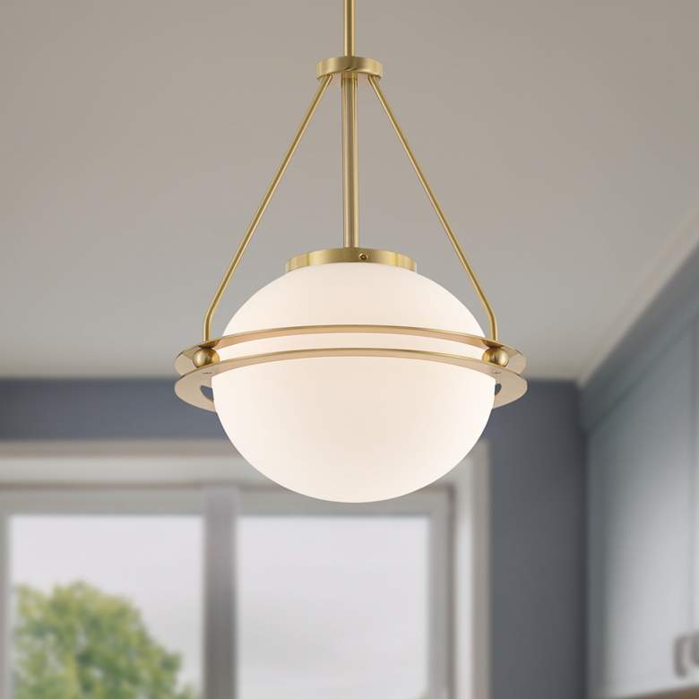 Image 2 Possini Euro Saturna 13" Wide Soft Gold Globe Pendant Light