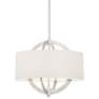 3_Possini Euro Saturna 21" Nickel and Linen Shade Modern Drum Pendant