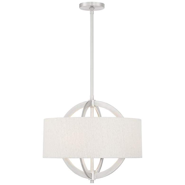 Image 7 Possini Euro Saturna 21" Nickel and Linen Shade Modern Drum Pendant more views