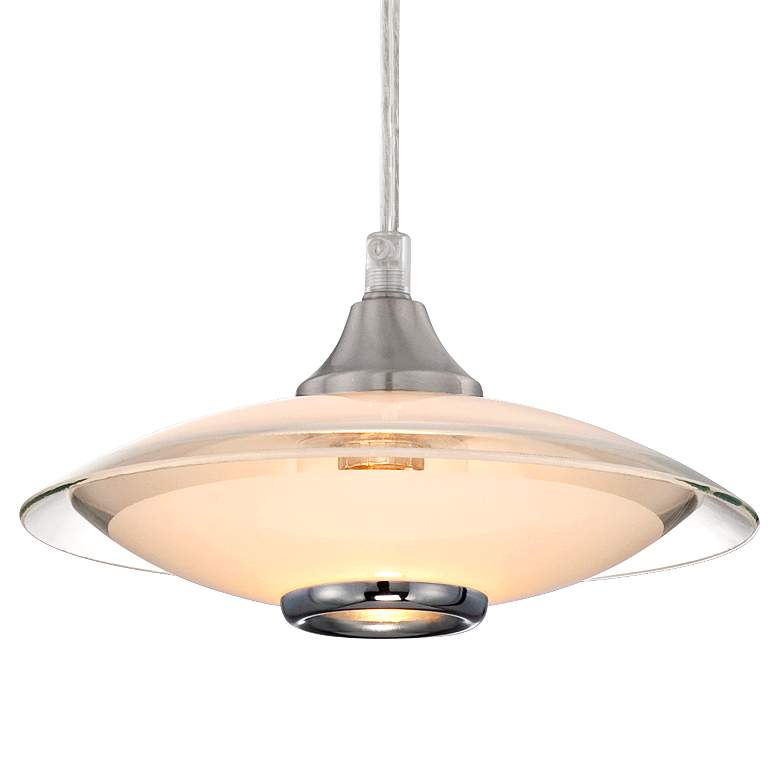 Image 3 Possini Euro Saucer 8 inch Wide Nickel and Glass LED Modern Mini Pendant more views