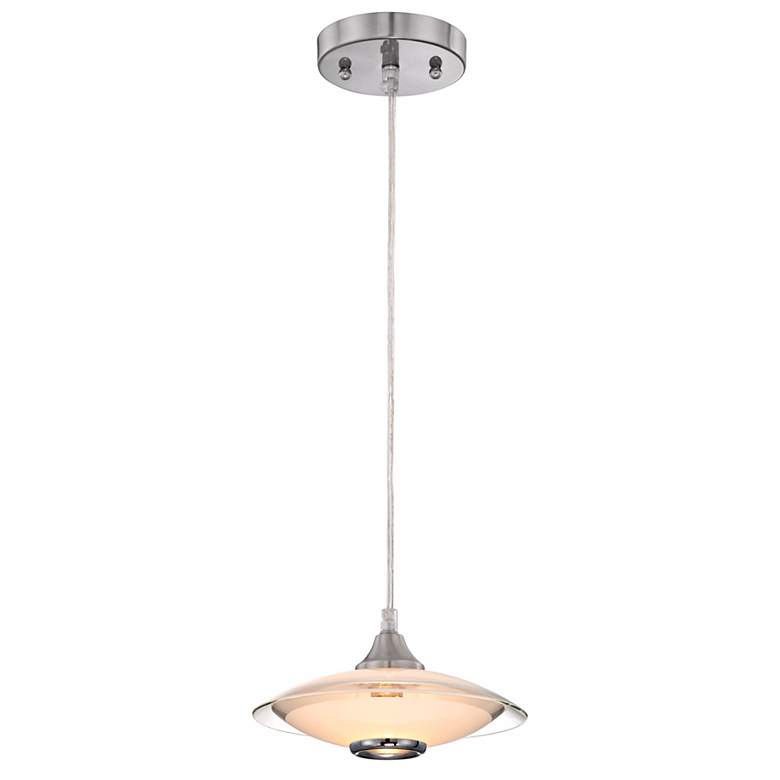 Image 4 Possini Euro Saucer 8 inch Wide Nickel and Glass LED Modern Mini Pendant more views