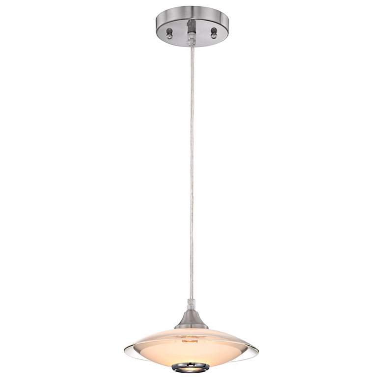 Image 4 Possini Euro Saucer 8" Wide Nickel and Glass LED Modern Mini Pendant more views