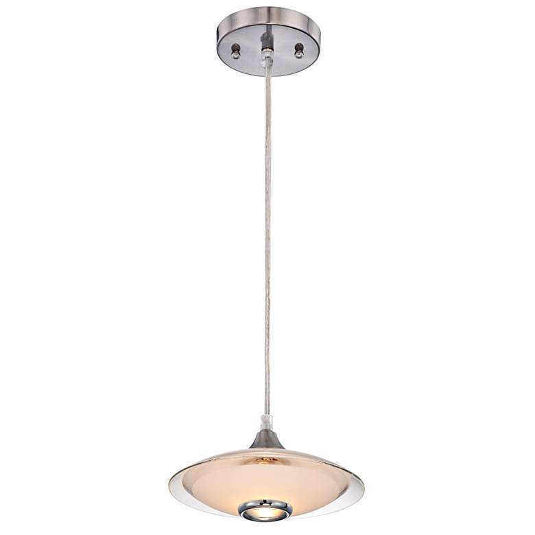 Image 5 Possini Euro Saucer 8 inch Wide Nickel and Glass LED Modern Mini Pendant more views