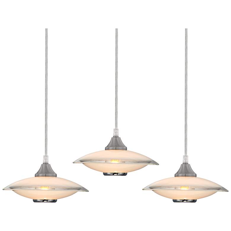 Image 1 Possini Euro Saucer 8"W Nickel and Glass LED Mini Pendant Set of 3