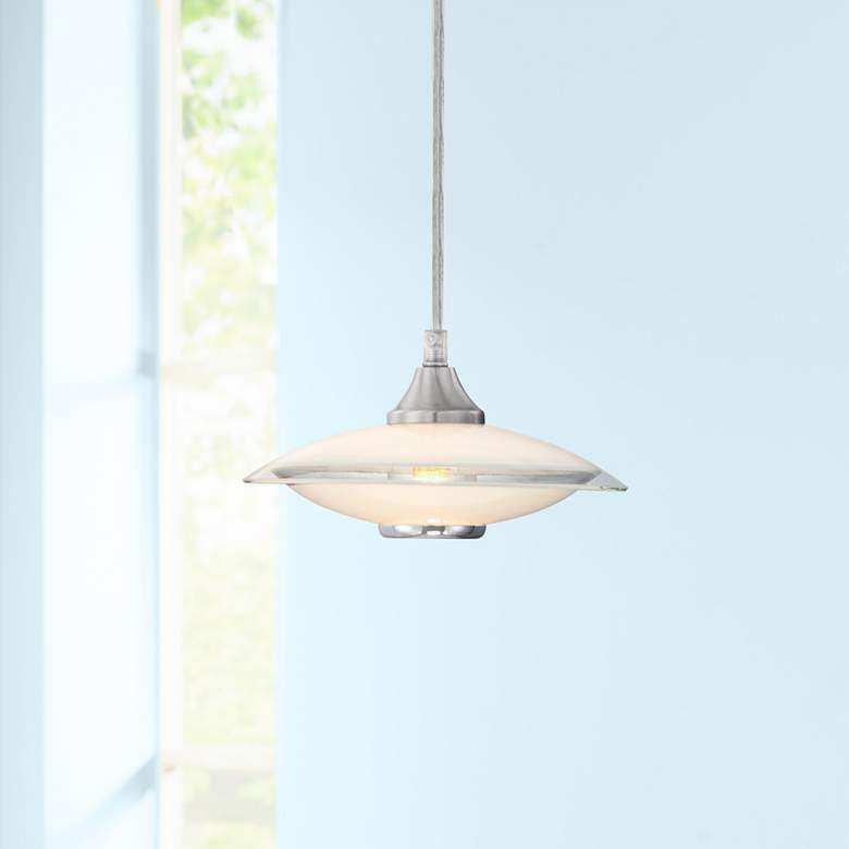 Image 6 Possini Euro Saucer 8"W Nickel and Glass LED Mini Pendant Set of 3 more views