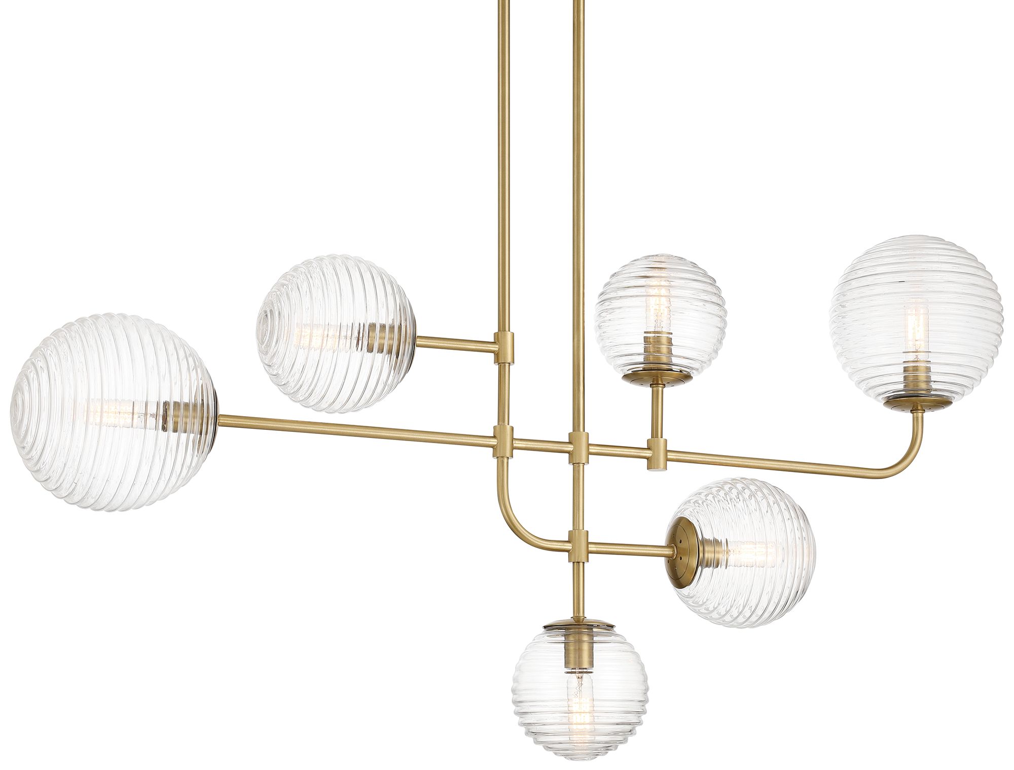 Image 3 Possini Euro Saunders 40" Wide Soft Gold Linear 6-Light Pendant Light