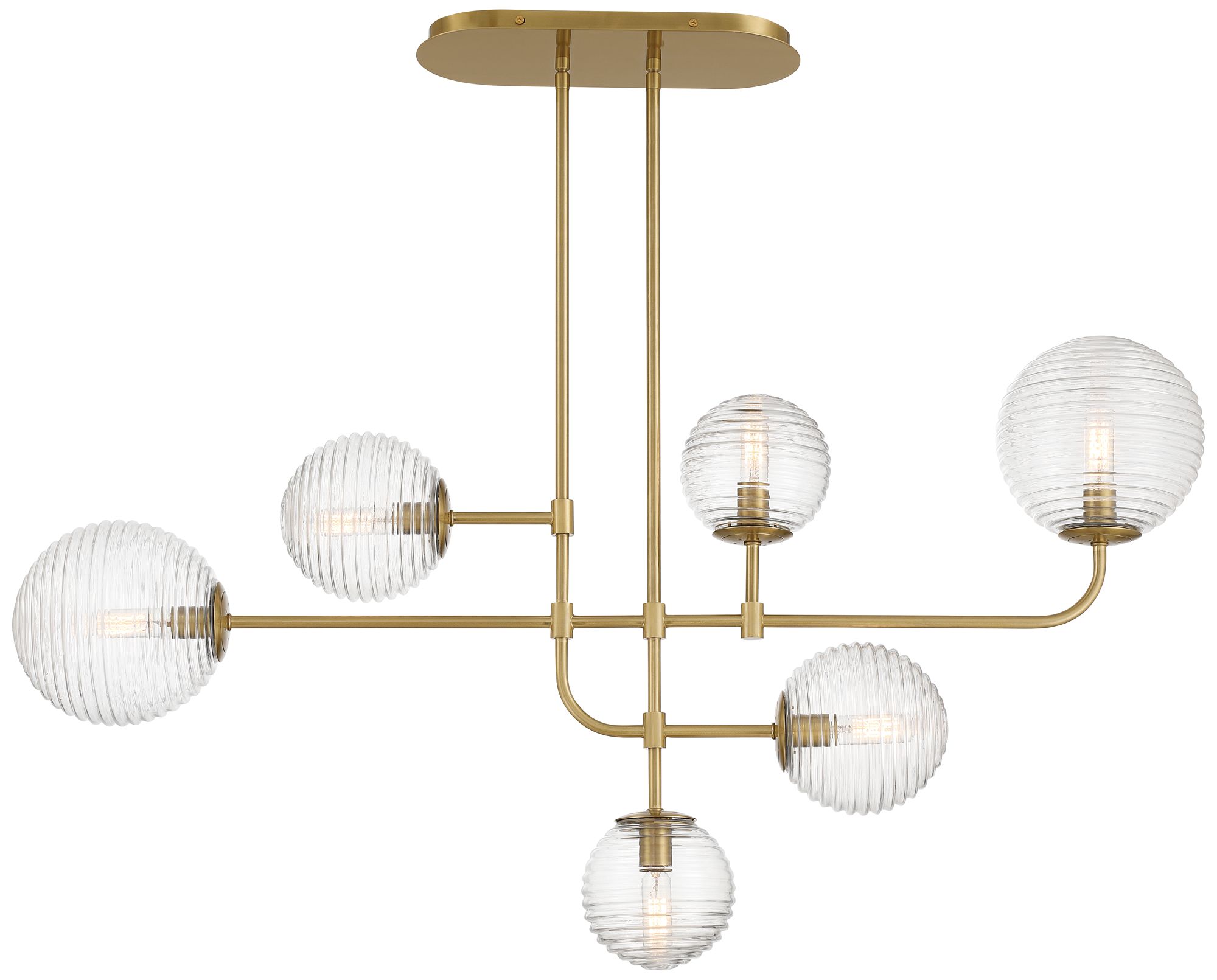 Possini Euro Saunders 40" Wide Soft Gold Linear 6-Light Pendant Light in scene