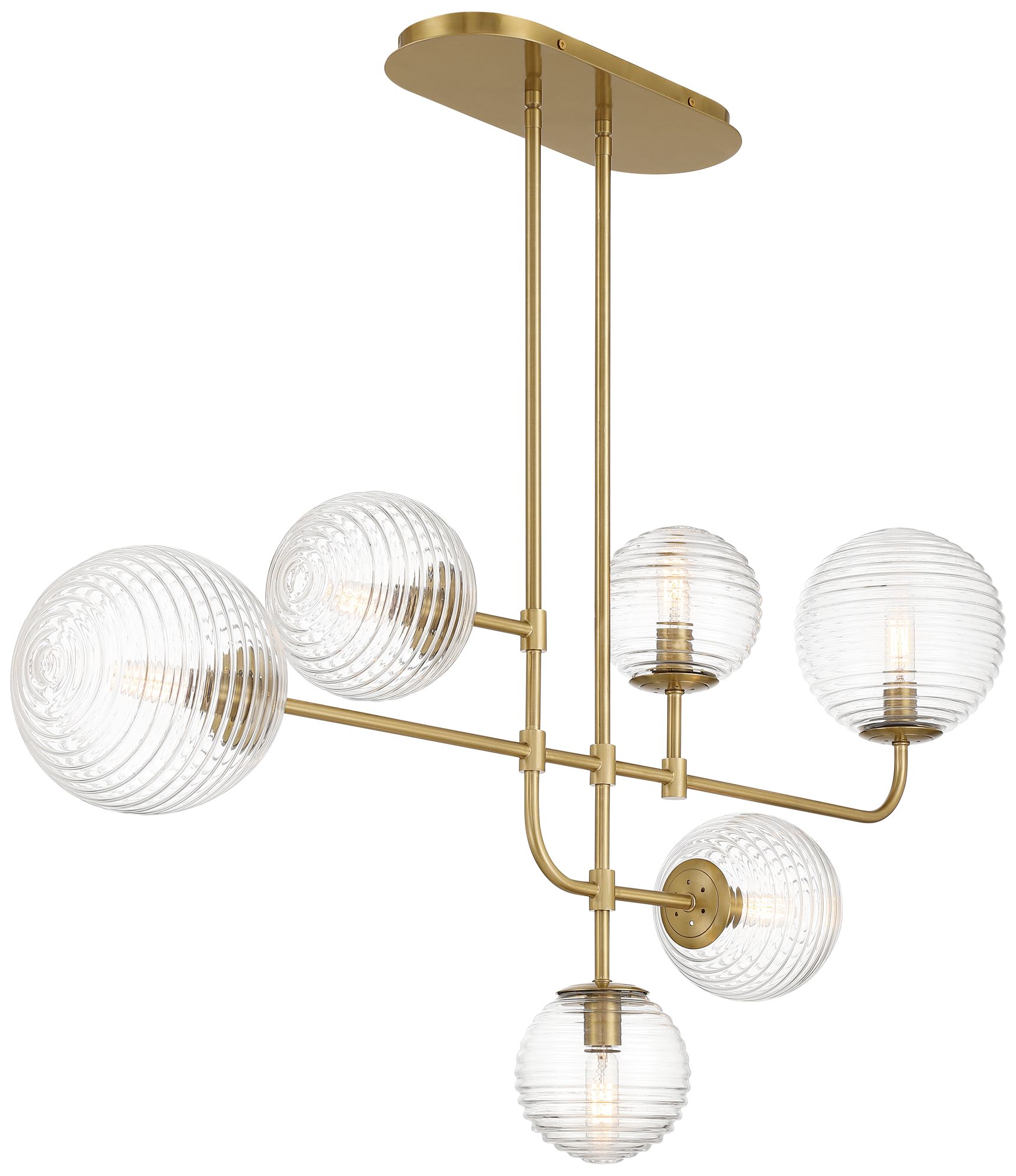 Possini Euro Saunders 40" Wide Soft Gold Linear 6-Light Pendant Light in scene