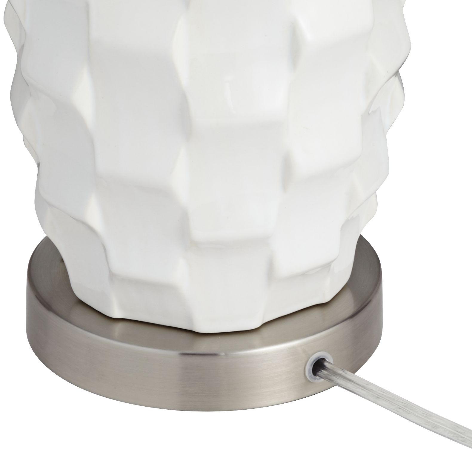 Image 4 Possini Euro Scalloped Ceramic White and Black LED Lamps Set of 2 more views