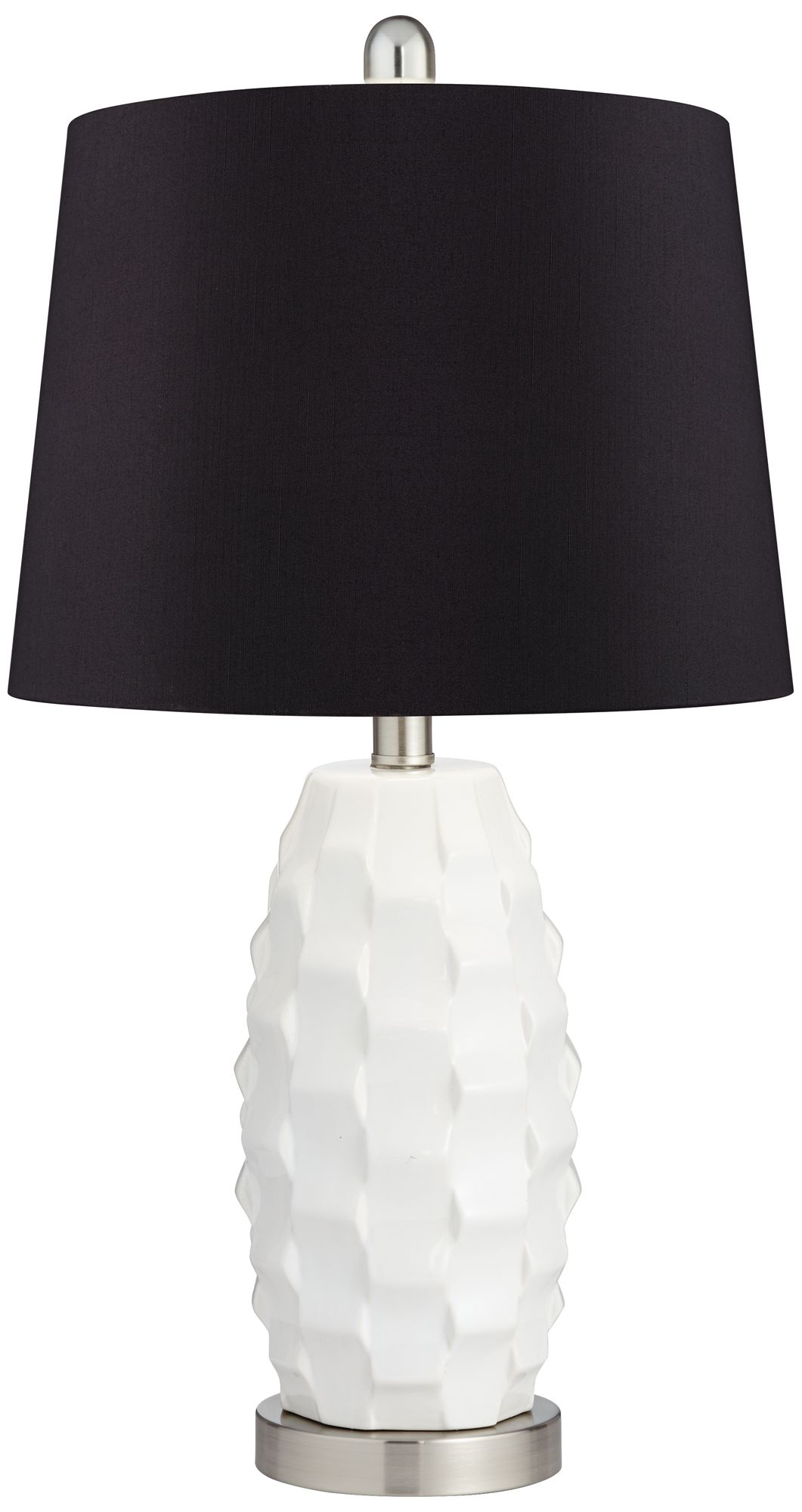 Image 5 Possini Euro Scalloped Ceramic White and Black LED Lamps Set of 2 more views