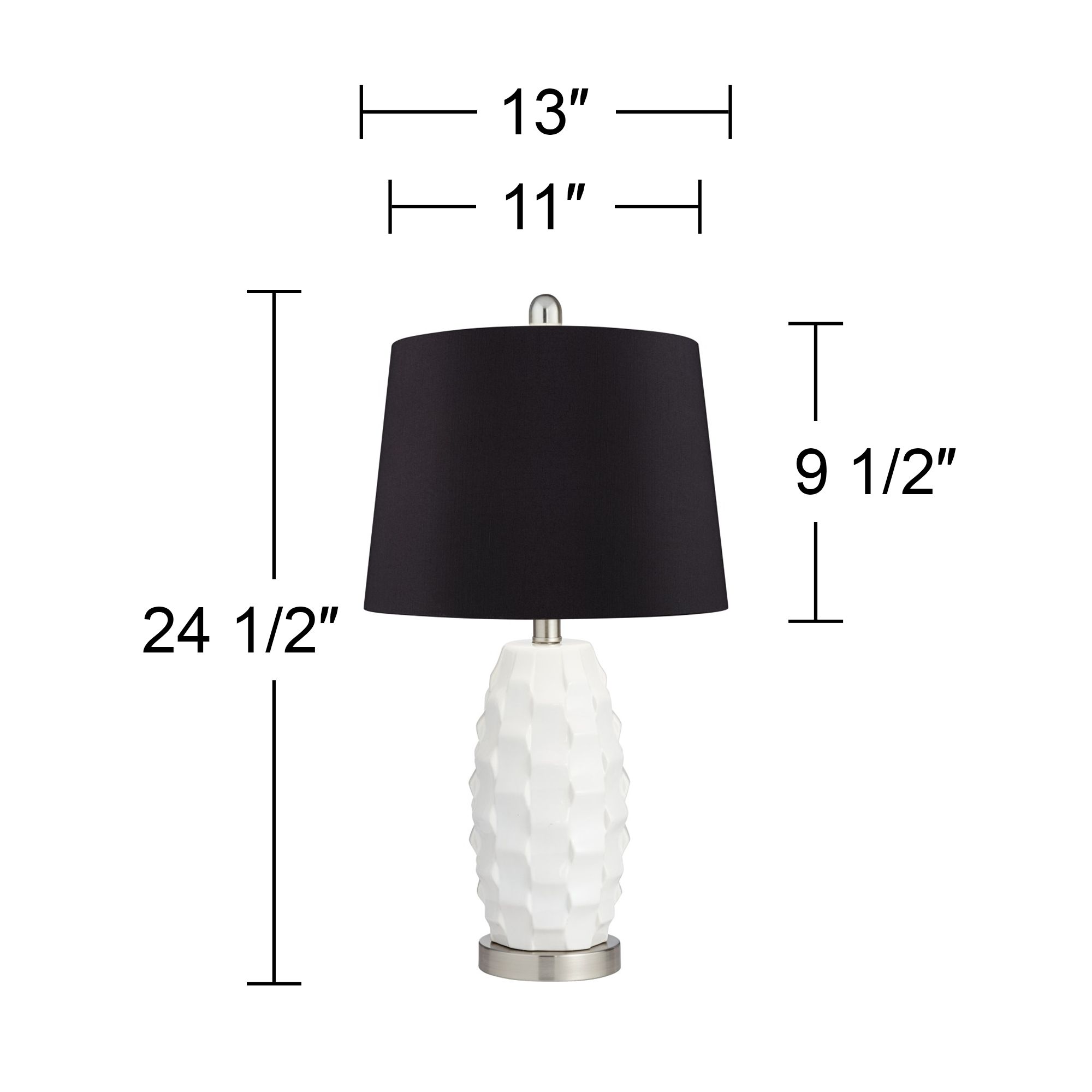 Image 6 Possini Euro Scalloped Ceramic White and Black LED Lamps Set of 2 more views